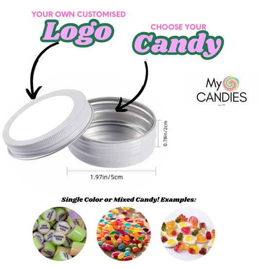 Custom Candy Tins – White with Personalized Stickers! 🍬✨