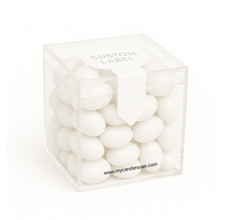 Candy Cube Gift Box with Jelly Beans - White (Litchi or Coconut) (MOQ 15 units)