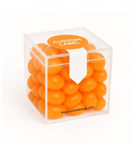 Candy Cube Gift Box with Jelly Beans - Orange (MOQ 15 units)