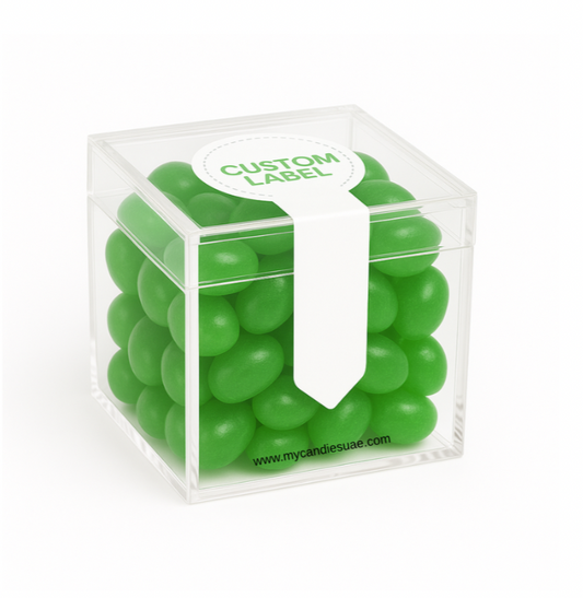 Candy Gift Cube Box with Jelly Beans - Green (Apple) (MOQ 15 units)