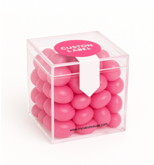Candy Cube Gift Box with Jelly Beans - Pink (Peach or Bubblegum) (MOQ 15 units)