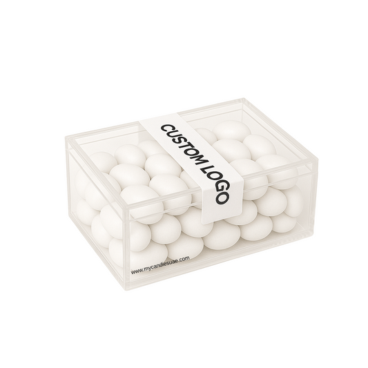 Candy Gift Rectangle Box with Jelly Beans - White (Litchi) (MOQ 15 units)