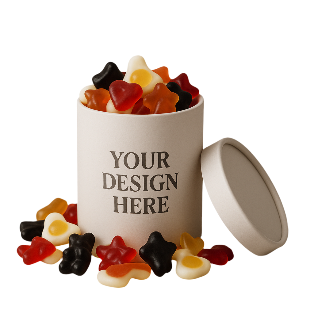 Gourmet Gummies in Kraft Cylinder 🍬 – Eco-Friendly Gift Tube