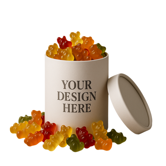 Gourmet Gummies in Kraft Cylinder 🍬 – Eco-Friendly Gift Tube