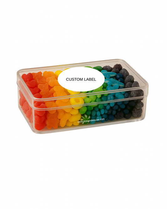 Custom Acrylic (19cm) Candy Box – Build Your Own Rainbow or Single-Color Mix (MOQ 15)