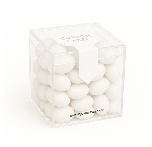 Candy Cube Gift Box with Jelly Beans - White (Litchi) (MOQ 15 units)