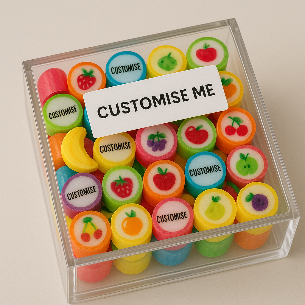 Personalised Rock Candy in Acrylic Gift Box – Perfect for Corporate Events & Birthdays (MOQ 60)